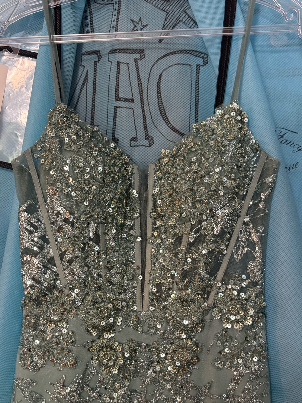 JVN by Jovani prom gown sage - Picture 9 of 14